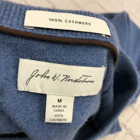 John W. Nordstrom Men 100% Cashmere Sweater Top Size Medium Blue B197 -8 - Picture 5 of 12